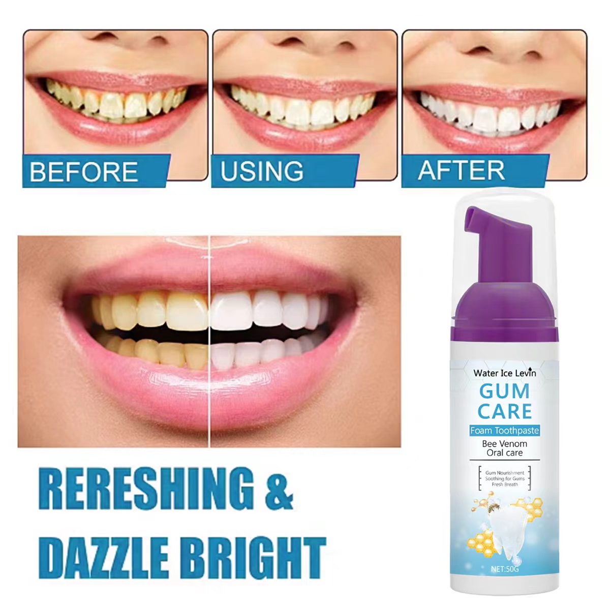 Water Ice Levin Gum Care Foam  - Teeth Whitening Xylitol Gum ulasan dan harga