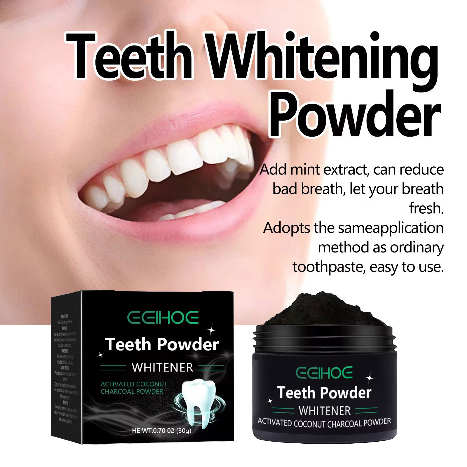 EELHOE Charcoal Powder for Tee - Whitening Powder Activated ulasan dan harga