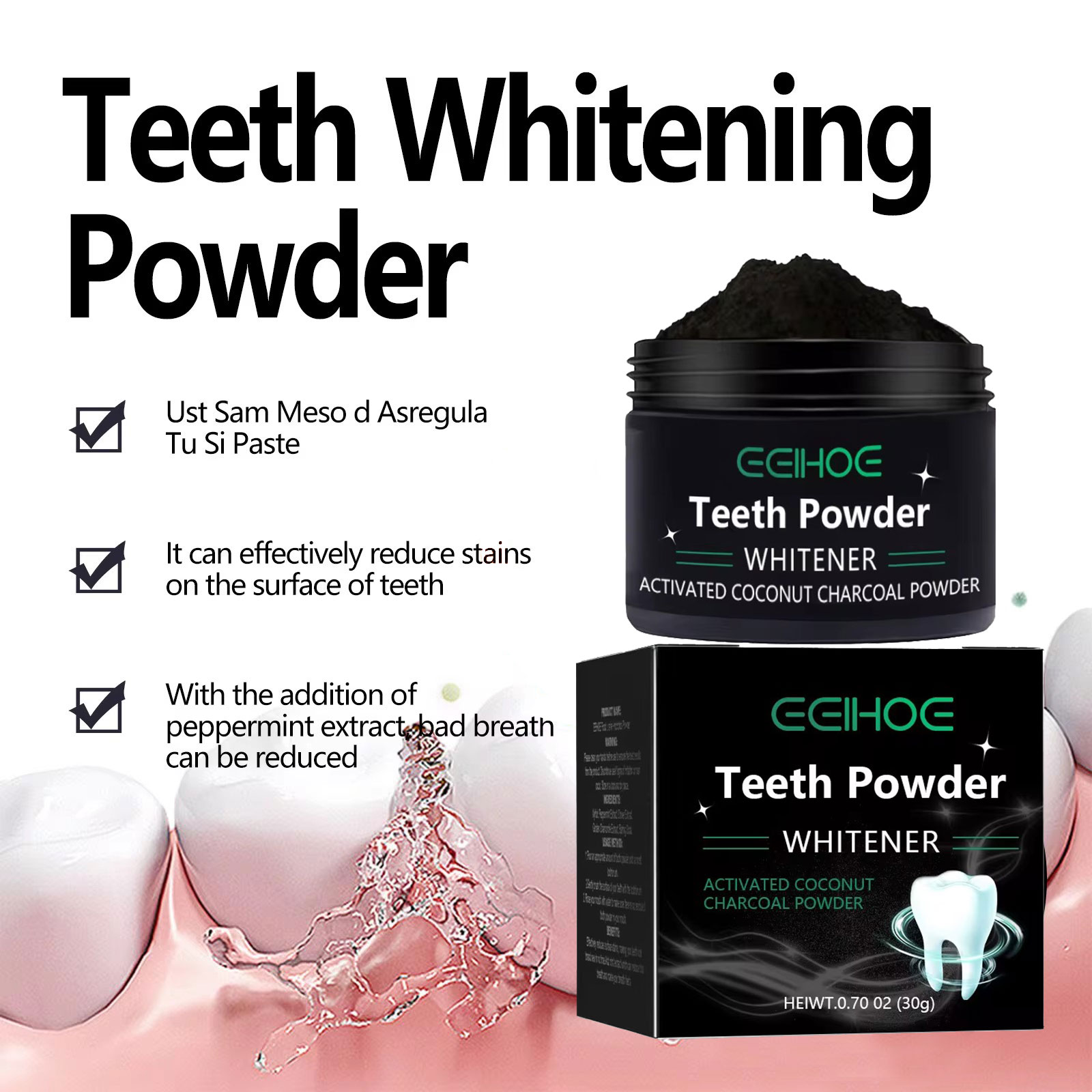 EELHOE Charcoal Powder for Tee - Whitening Powder Activated ulasan dan harga